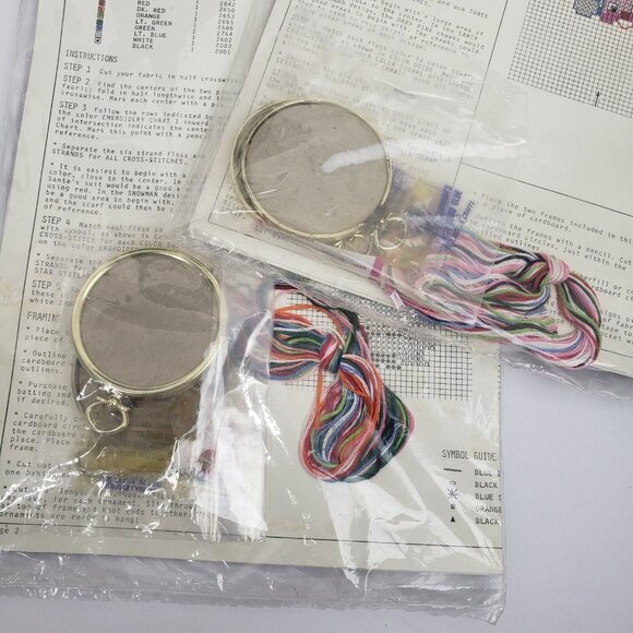 2 Bucilla Counted Cross Stitch Ornaments Kits Vintage 48788 48789 Santa Snowman - Picture 9 of 12